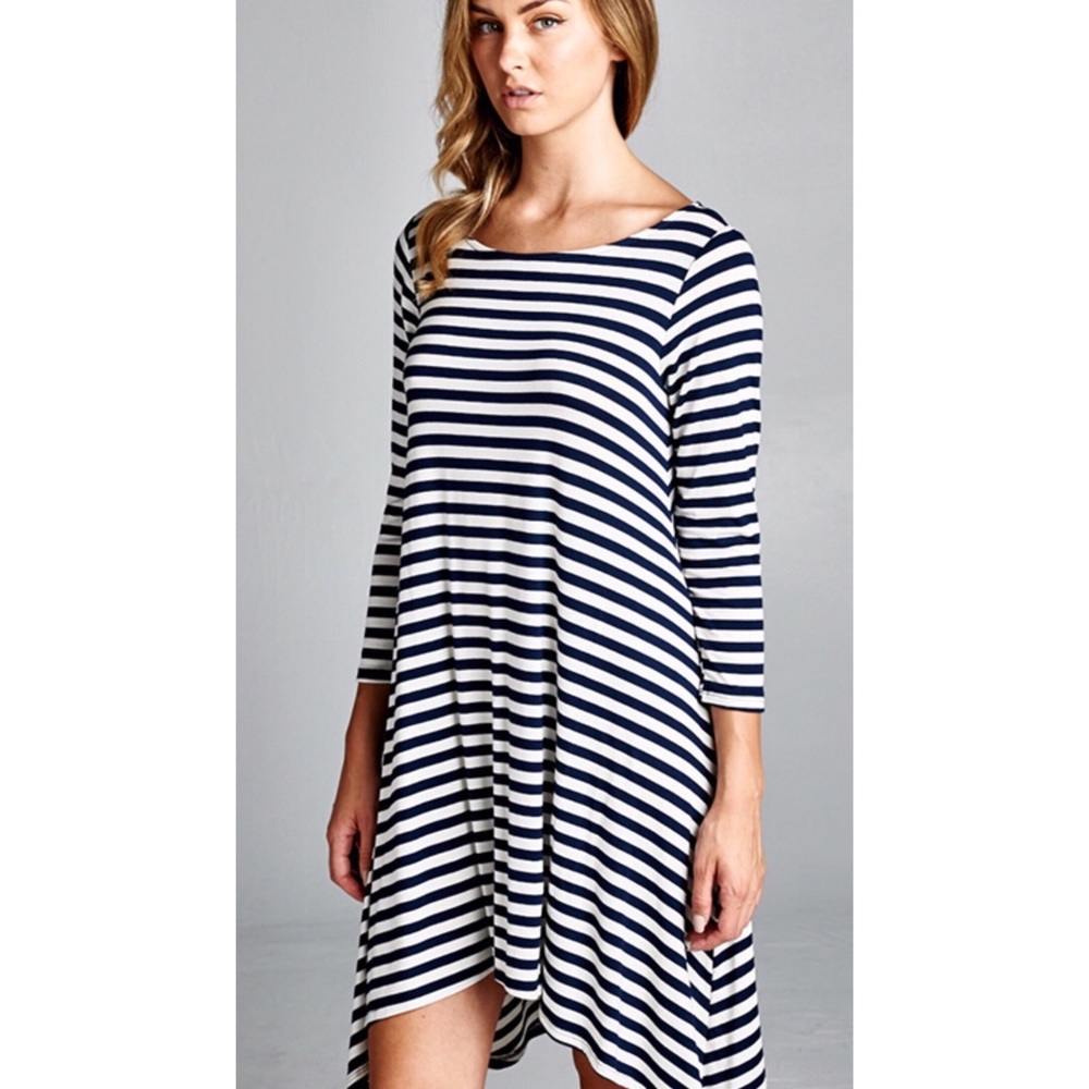 🆕 NEW Black & White Striped Mini Dress Tunic Top